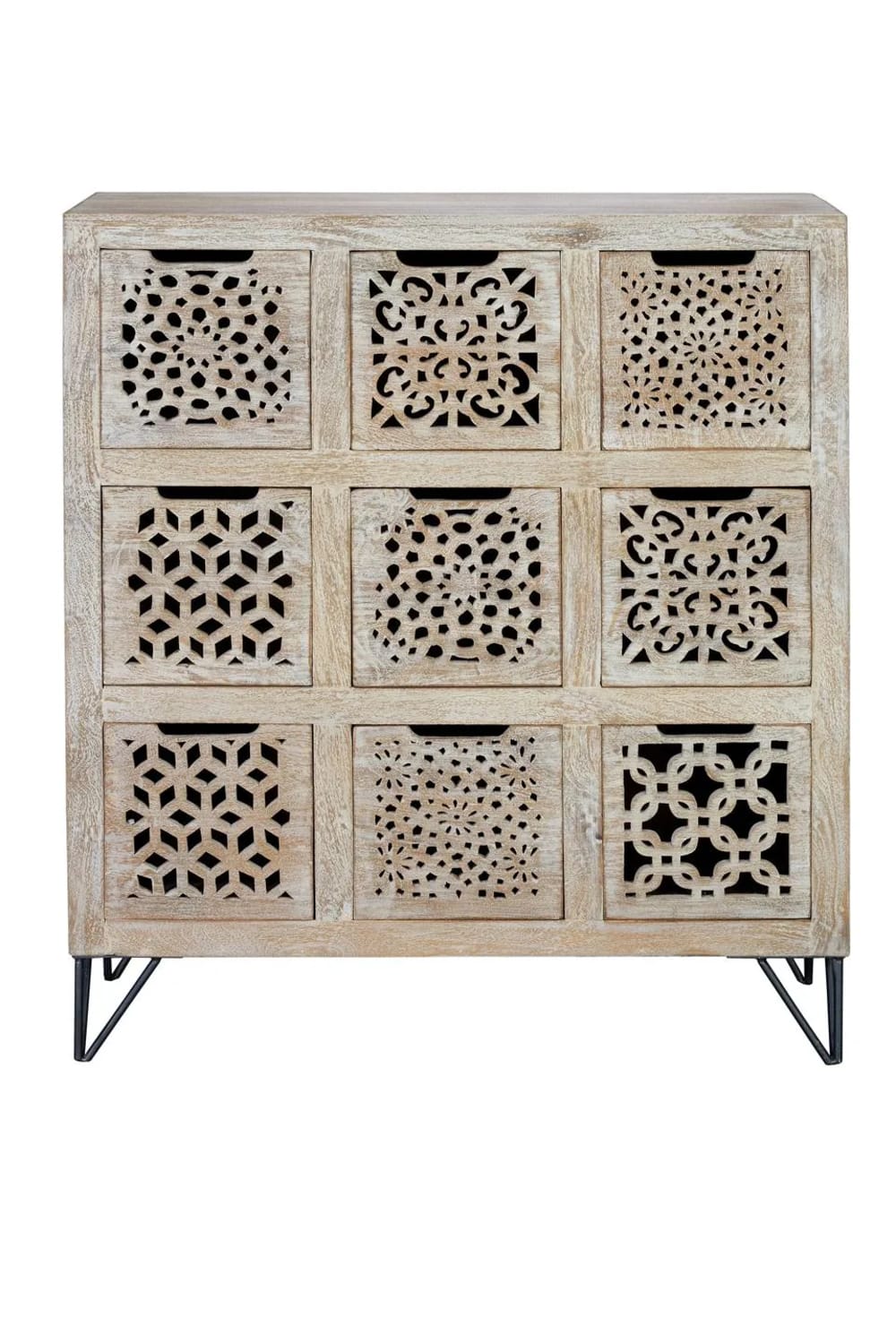 Cómoda madera de mango blanco envejecido