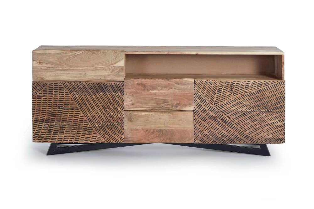 Aparador madera de acacia patas metal color natural y negro