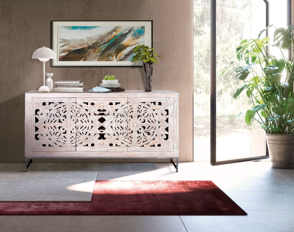Buffet en manguier et métal blanc vieilli - Maisons du Monde