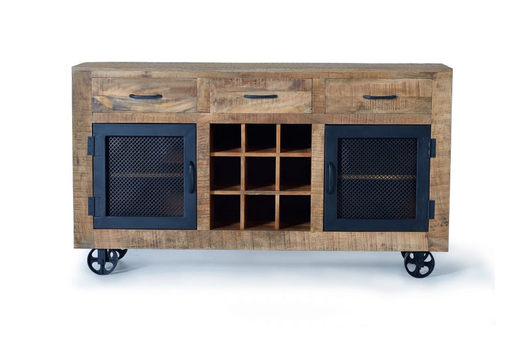 Buffet industriel en manguier et pieds en métal couleur naturelle