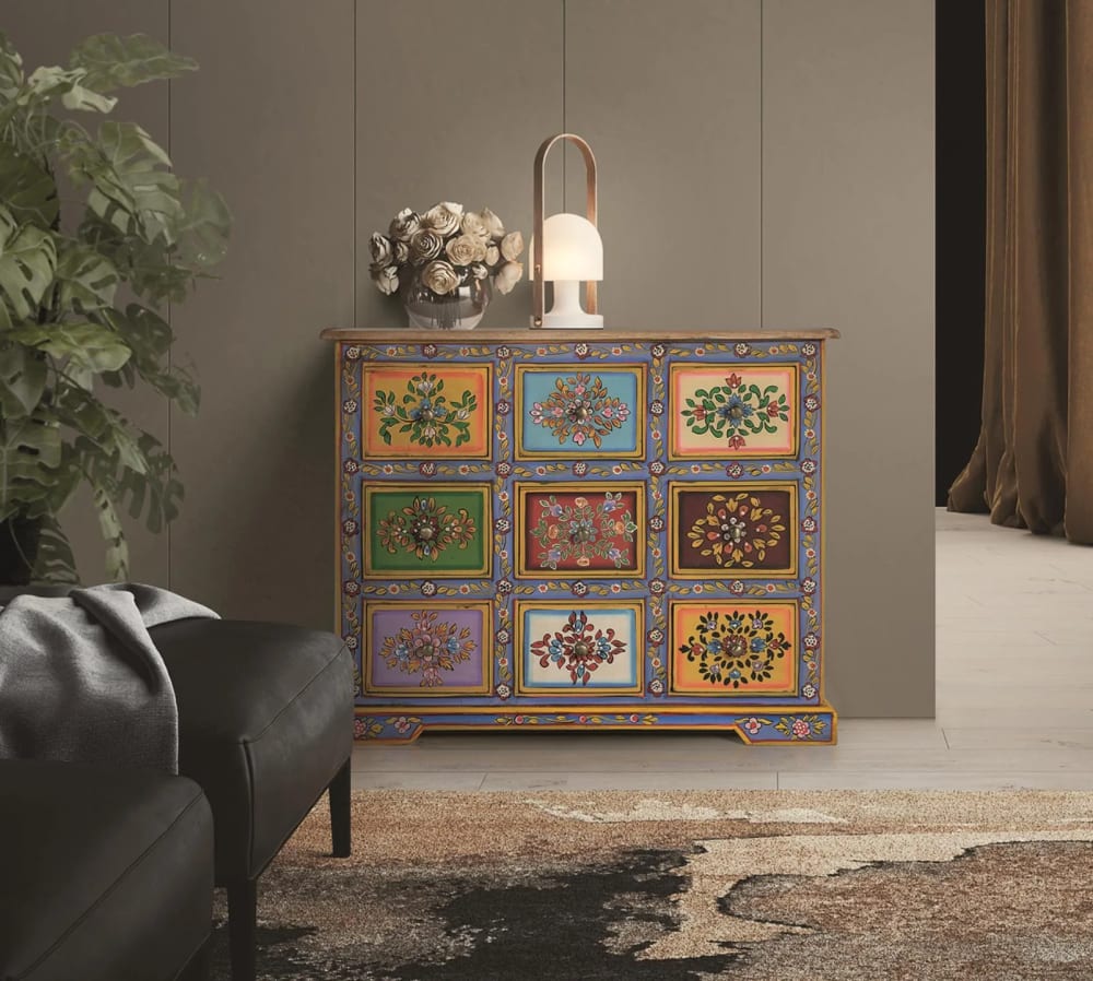 Cómoda en madera de mango con detalles pintados a mano - Maisons du Monde