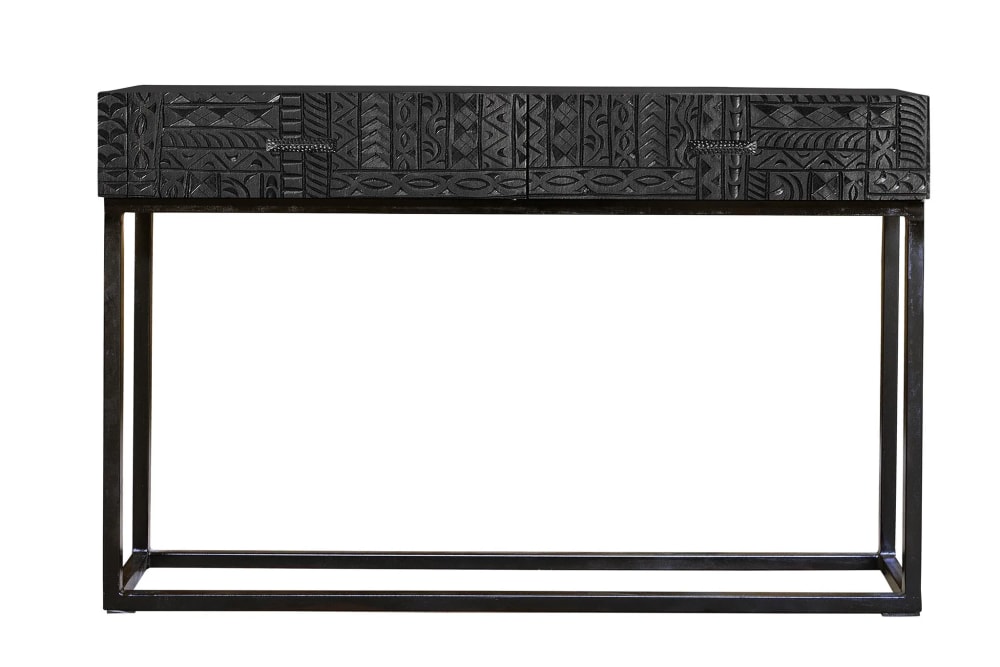 Recibidor en madera de mango y patas de metal nogal oscuro