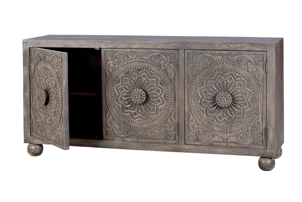 Credenza a 6 ante in massello di mango intagliato - GINER Y