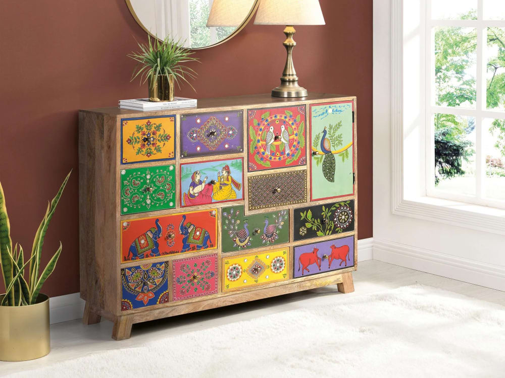 Cómoda madera de mango pintado a mano multicolor - Maisons du Monde