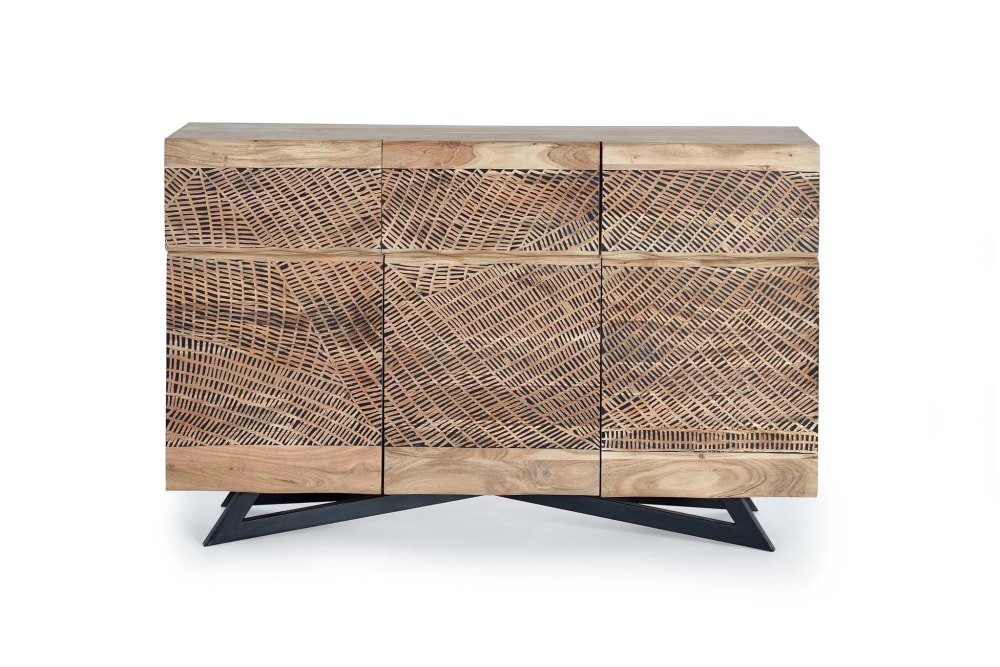 Aparador en madera de acacia y patas metal color natural