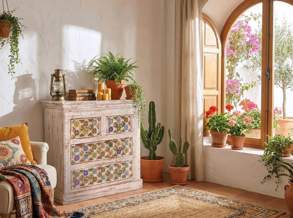Kommode aus Mangoholz mit Keramikdetails - Maisons Du Monde