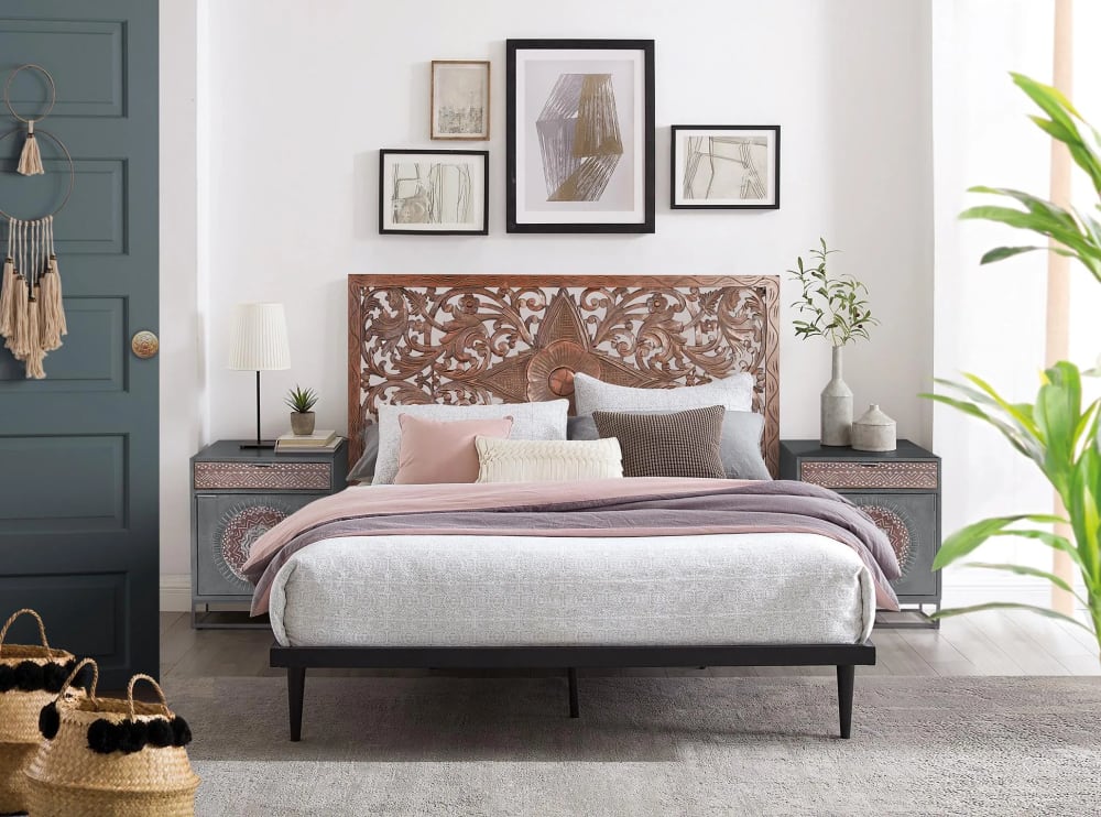 Tête de lit en mdf couleur noyer