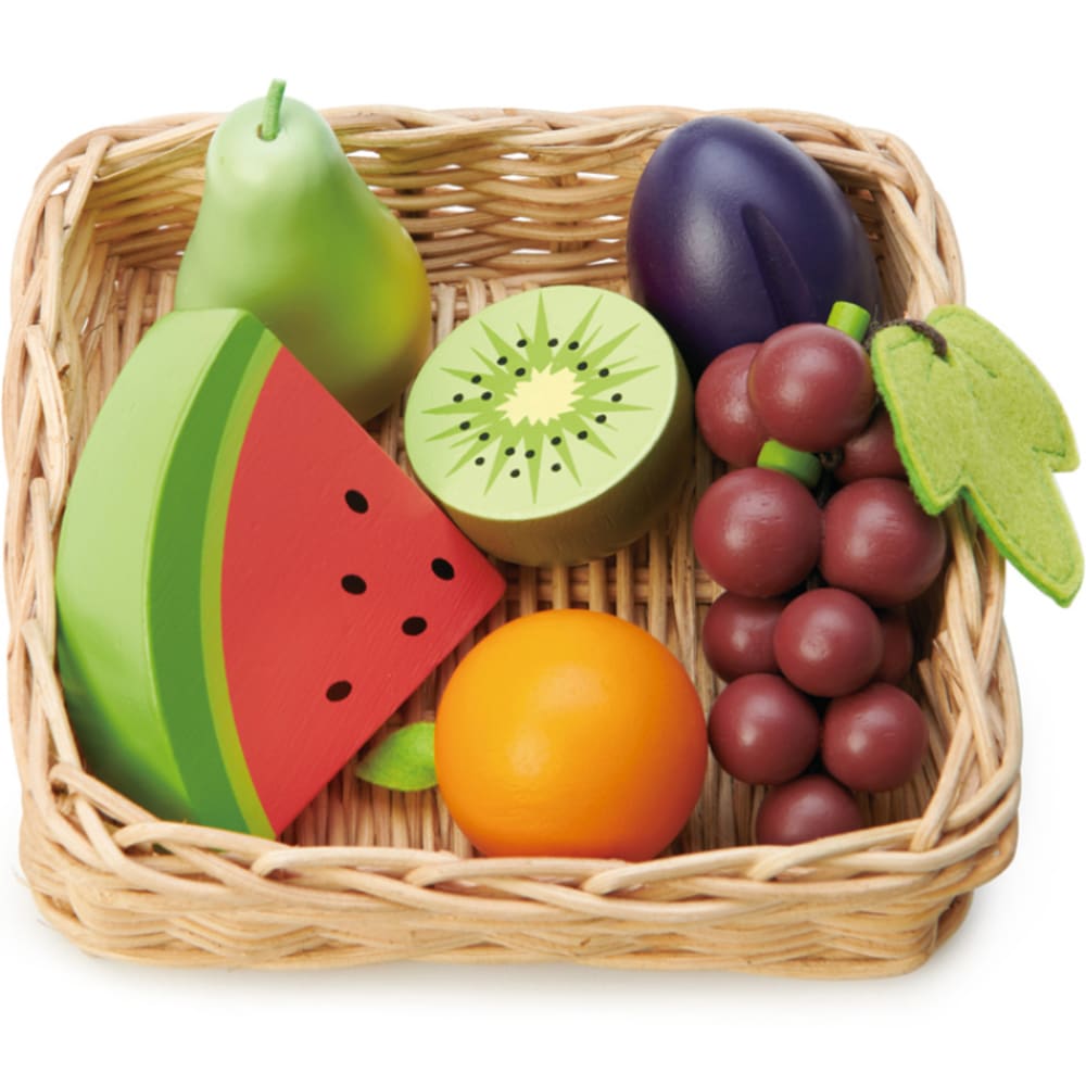 Tender Leaf Toys Panier du marché Fruits Multicolore Bois - 6x16x16cm