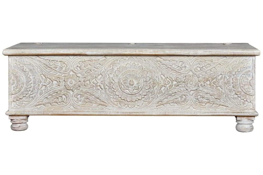 Baúl madera de mango blanco envejecido