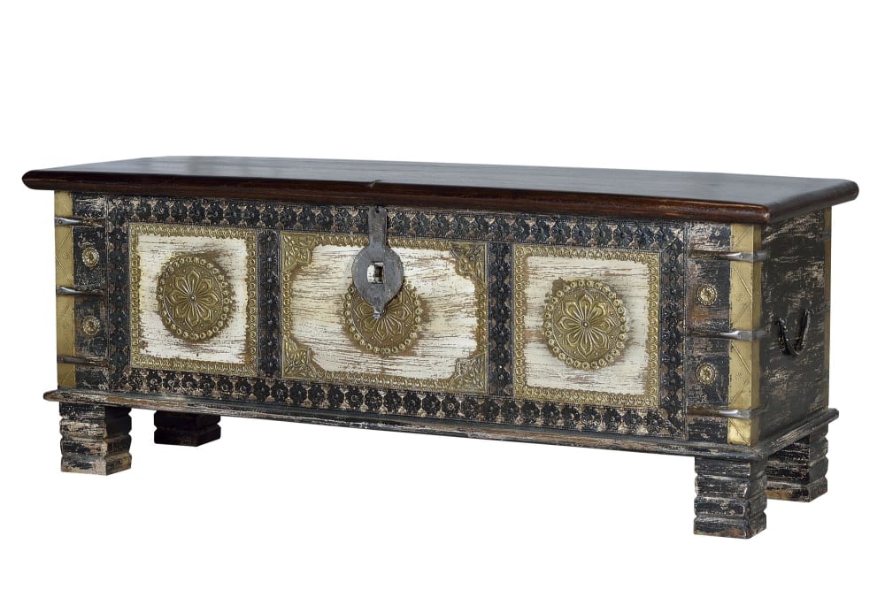 Coffre en bois de manguier - bronze