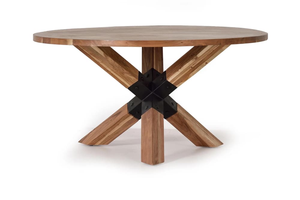 Mesa de comedor en madera acacia natural y patas de metal negro