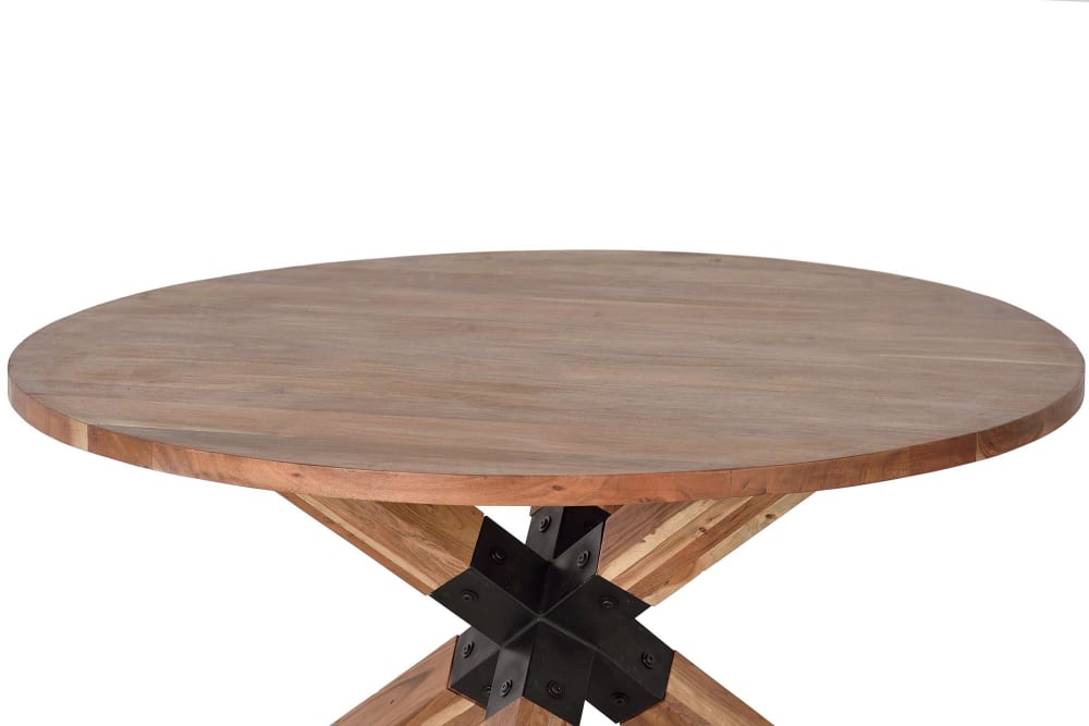 Mesa de comedor en madera acacia natural y patas de metal negro - Maisons du Monde