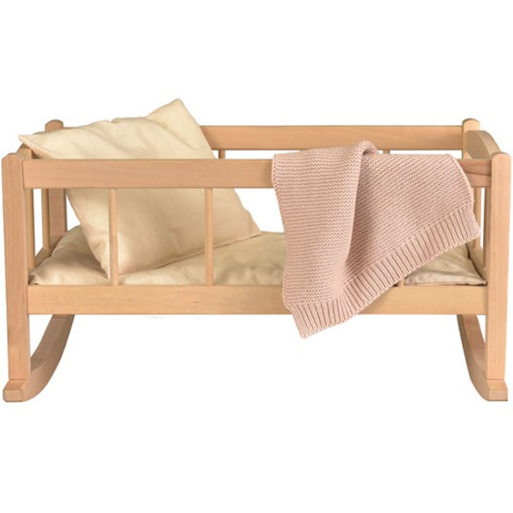 Berceau de poupée en bois avec couverture