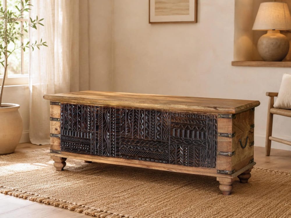 Baúl madera de mango y detalles oscuros - Maisons du Monde