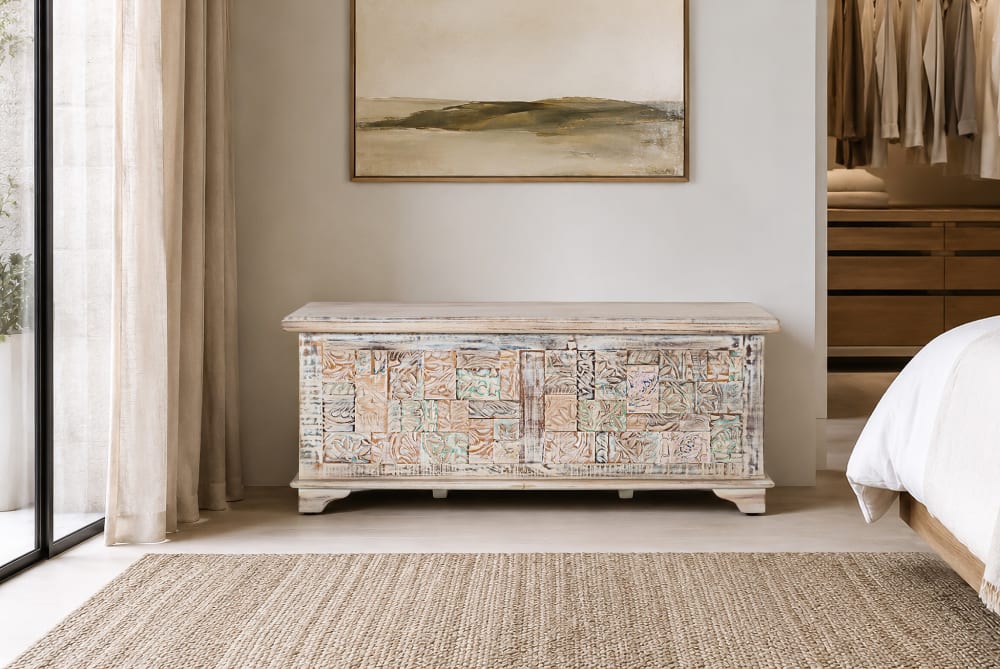 Baúl mix madera mango y reciclada acabado multicolor - Maisons du Monde