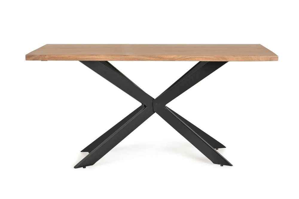 Mesa de comedor en madera acacia natural y patas de metal negro
