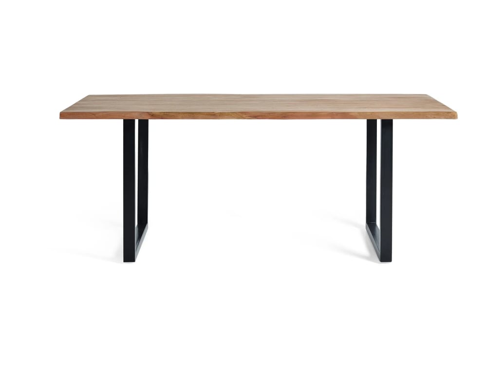Mesa comedor en madera acacia natural y patas de metal negro