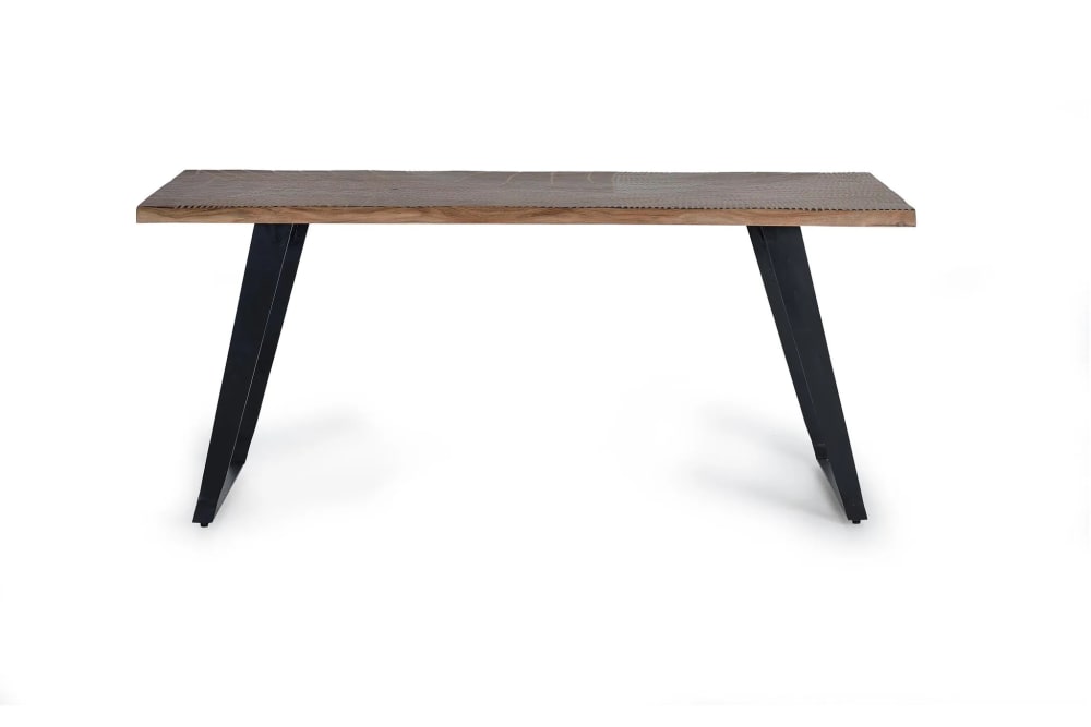 GINER Y COLOMER Esstisch aus Akazienholz mit Metallbeinen. Artikelmaße: 78 cm Höhe - 180 cm Länge - 180 cm Tiefe. Artikelgewicht: 75KG. Braun