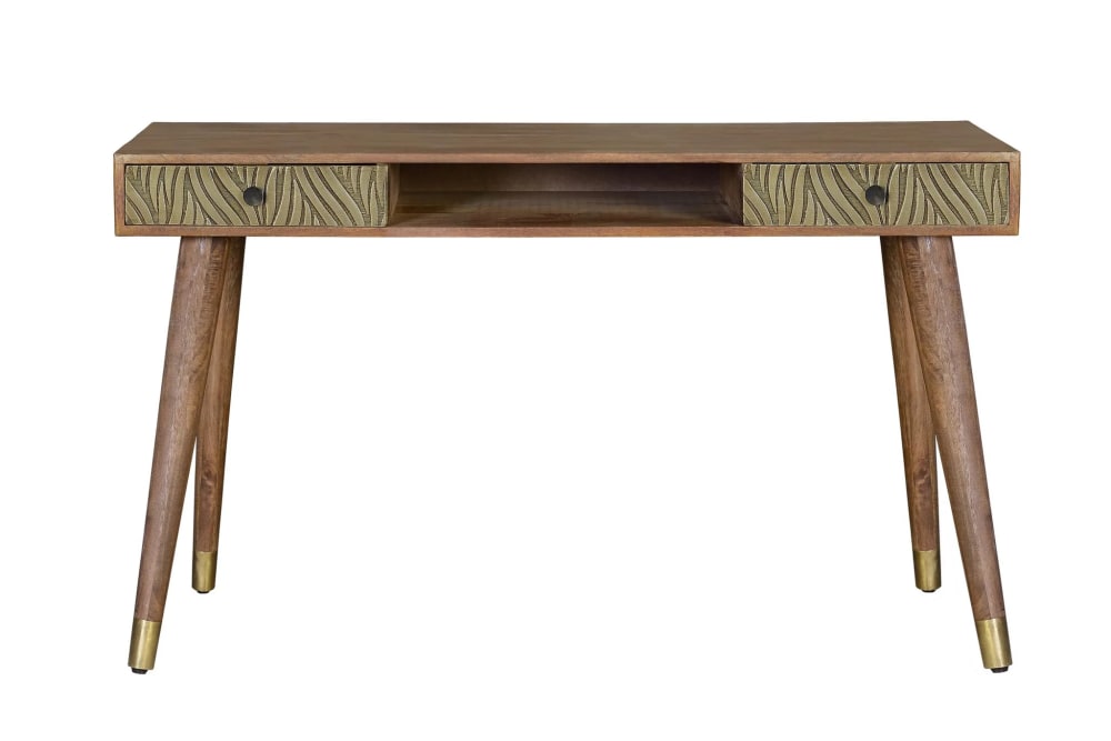 Bureau en bois de manguier avec détails en bronze Bureau en bois de manguier avec détails en bronze