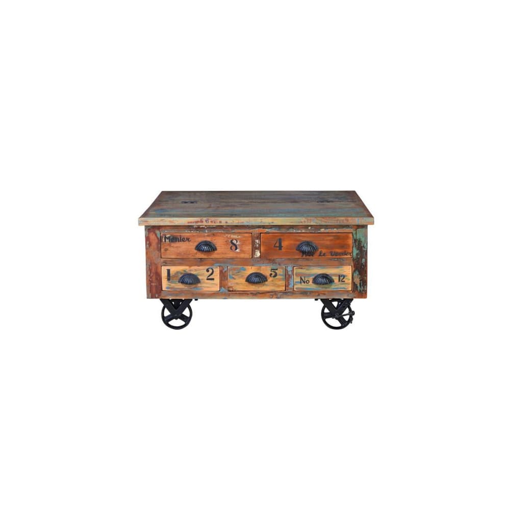 Mesa de café en madera reciclada multicolor - Maisons du Monde