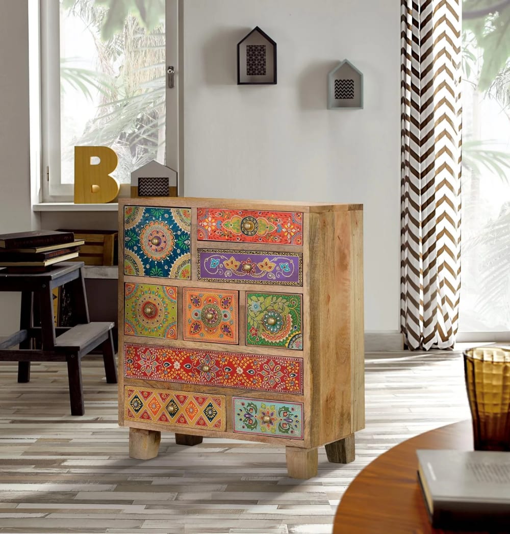 Commode multicolore en bois de manguier peint à la main - Maisons du Monde