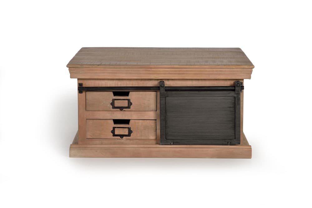 Table basse en bois de manguier et pieds en métal naturel