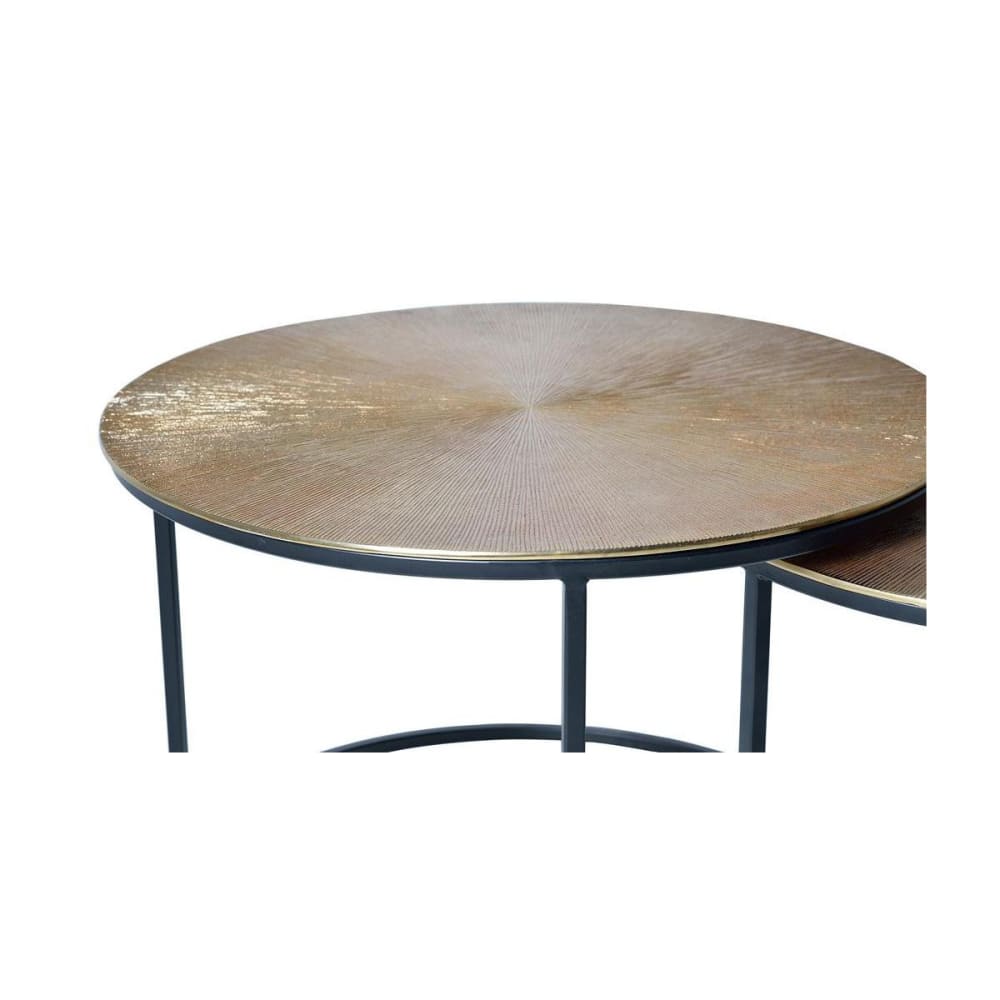 Table basse plateau bronze et pieds métal bronze