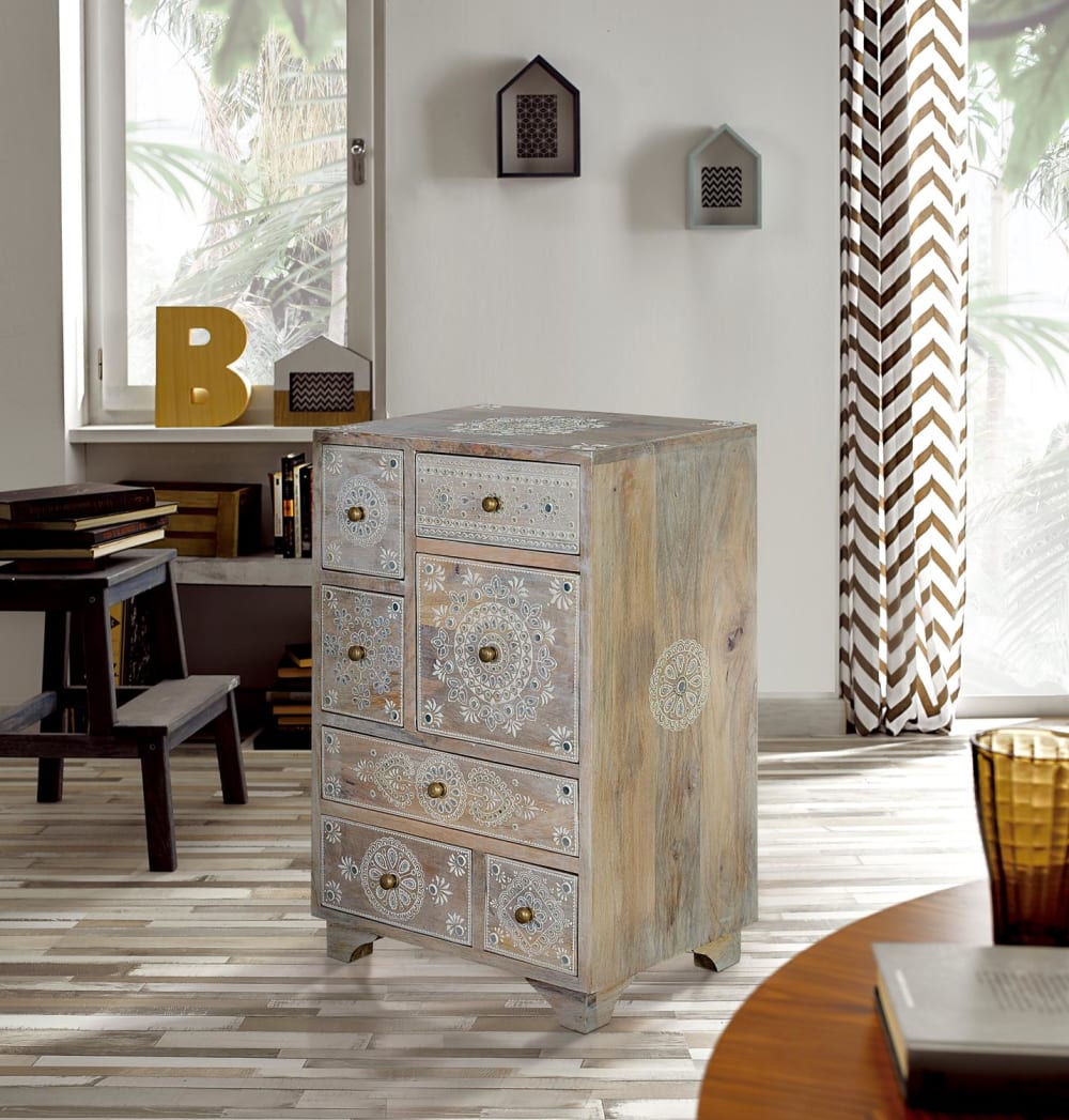 Meuble de téléphone de manguier naturel