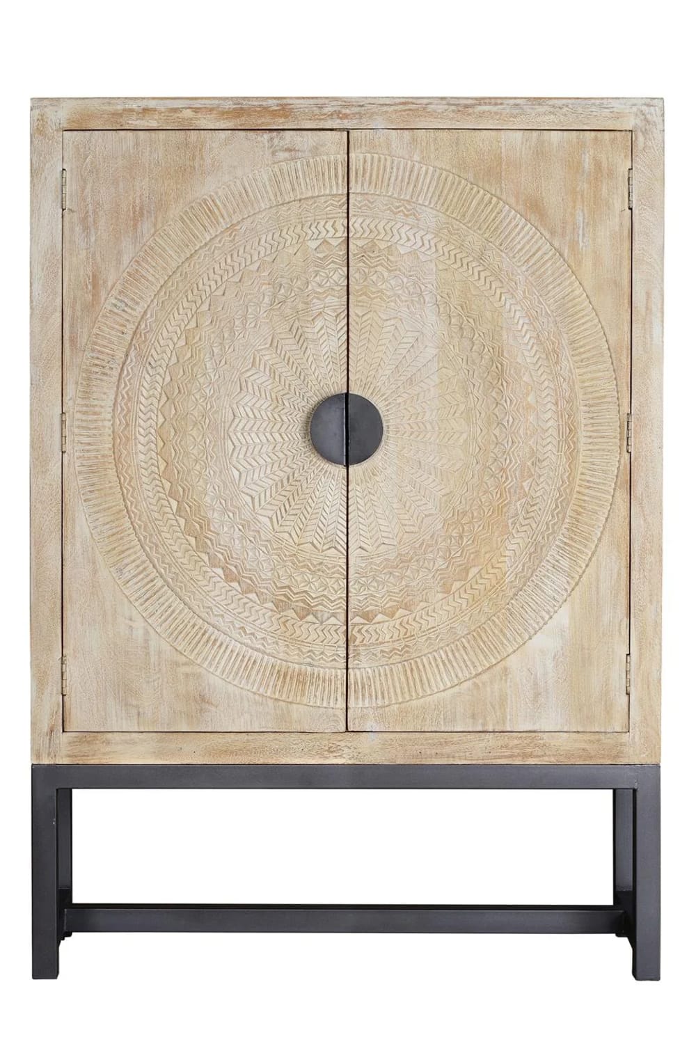 GINER Y COLOMER Schrank mit 2 Türen aus Mangoholz und Metall. Artikelmaße: 176cm Höhe -124cm Länge - 42cm. Artikelgewicht: 90kg. Weiß