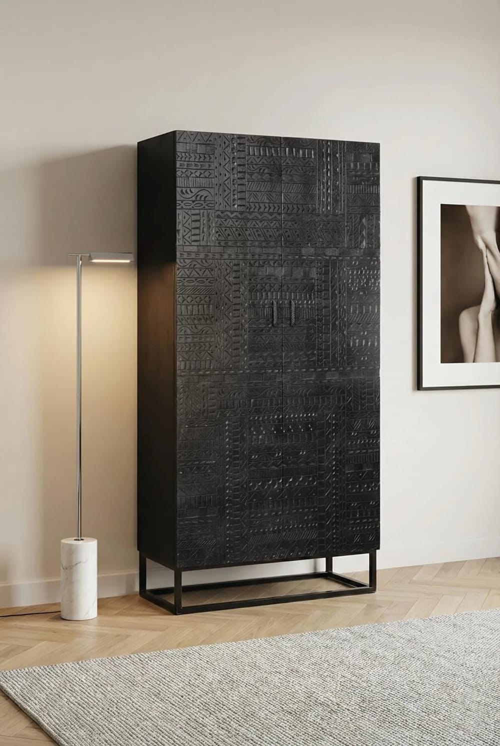 Armoire en bois de manguier et pieds en métal