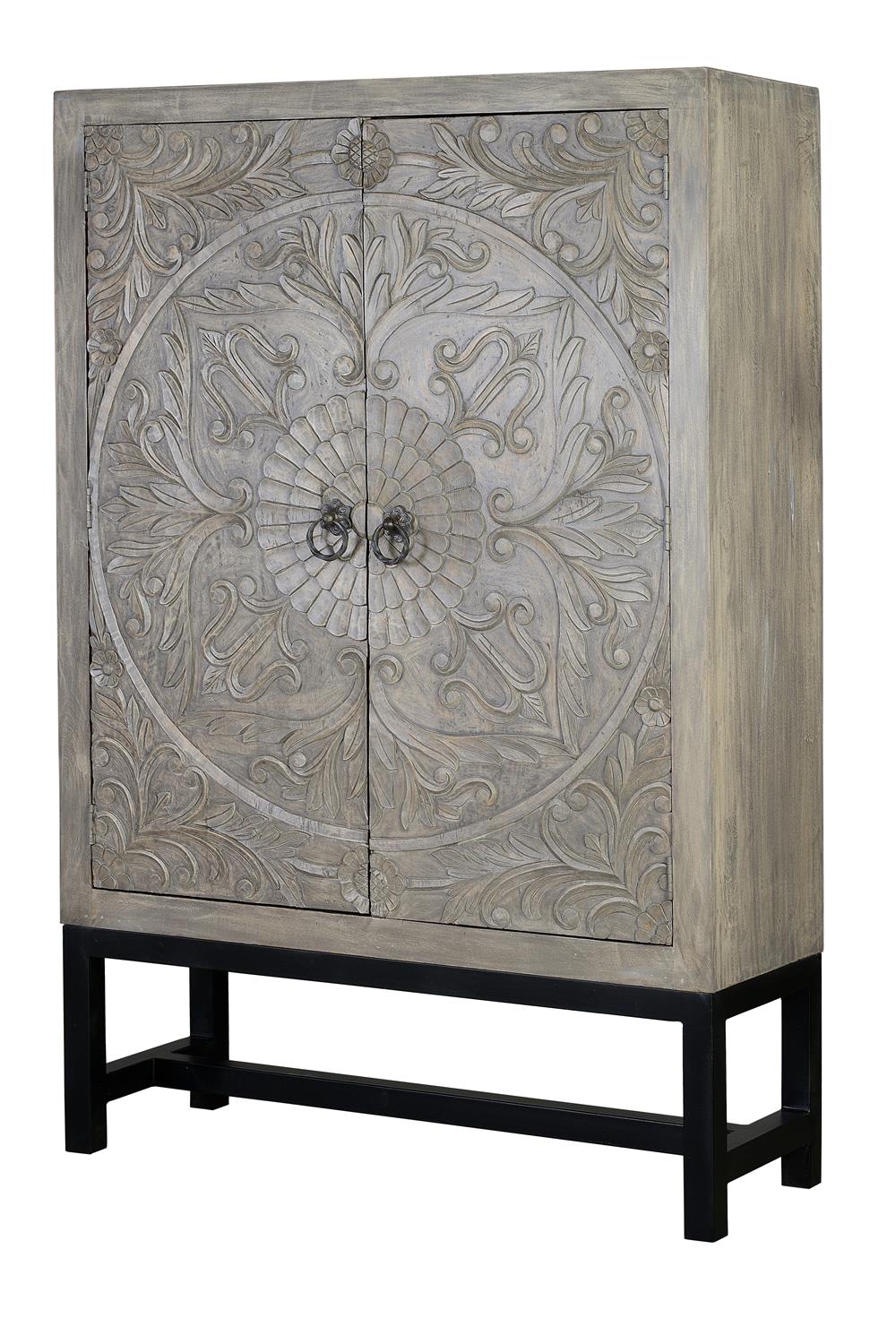 Armoire en manguier et pieds en métal gris vieilli