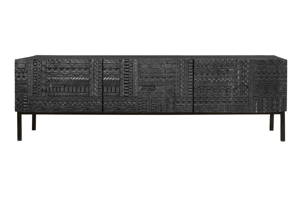 Meuble TV en bois de manguier et pieds en métal