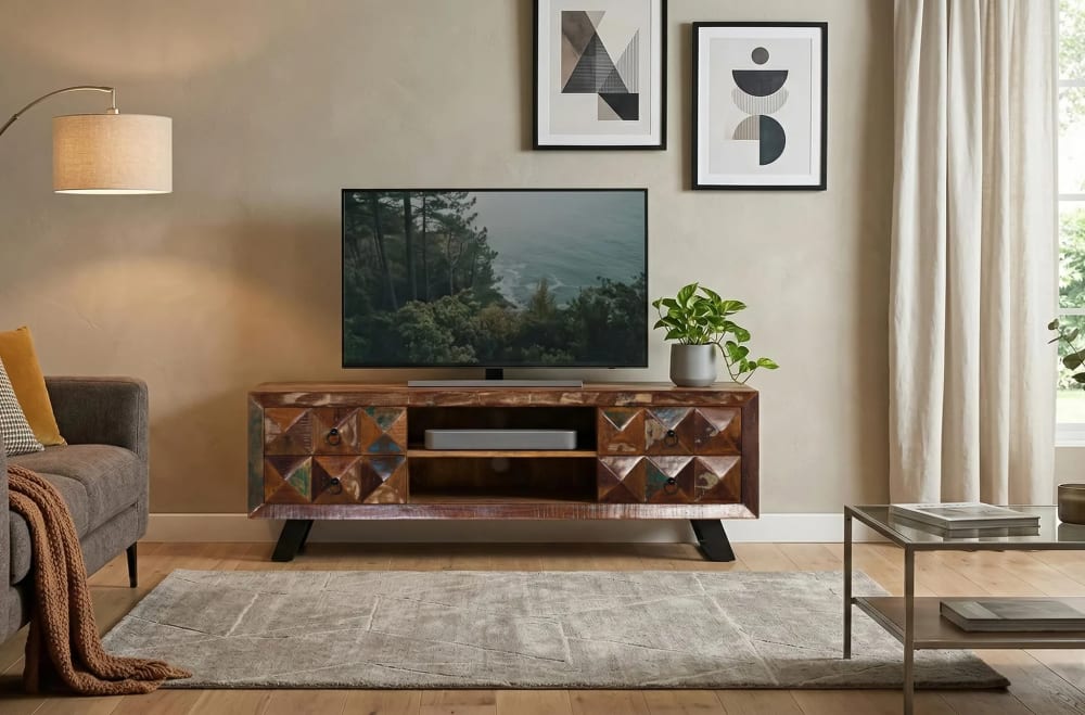 Mobiletto tv a 2 ante in massello di mango - GINER Y COLOMER