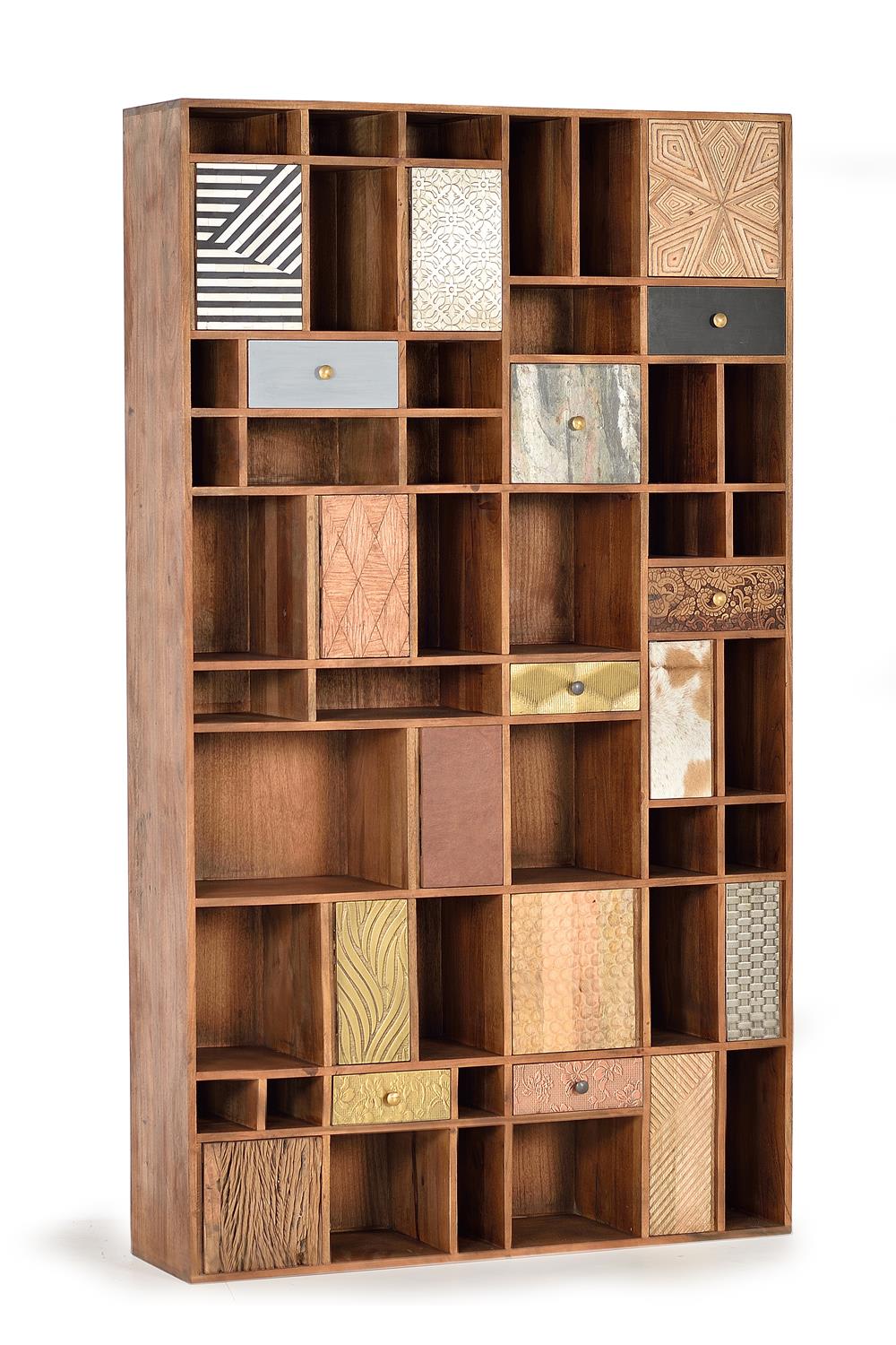 Bibliothèque en bois de manguier couleur noyer clair