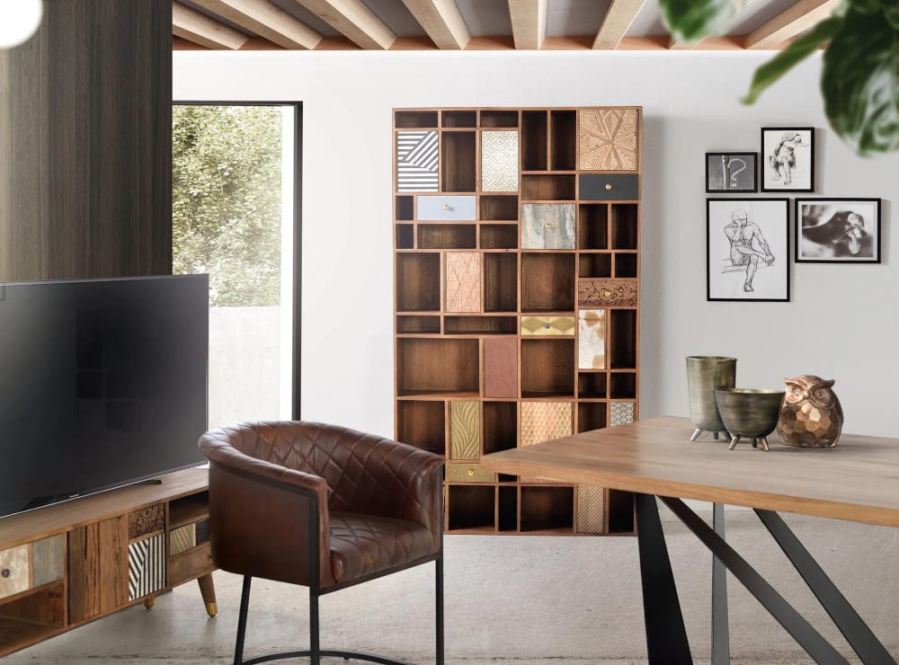 Bibliothèque en bois de manguier couleur noyer clair - Maisons du Monde
