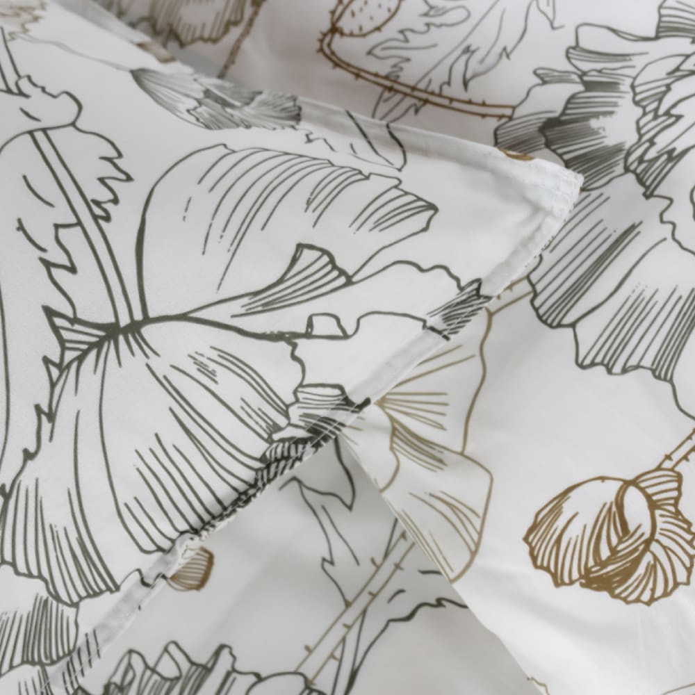 Parure de lit 2 personnes imprimé floral coton 220x240 cm blanc - Maisons du Monde