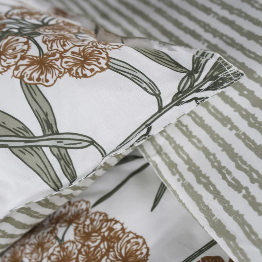 Parure de lit 2 personnes imprimé floral coton 220x240 cm blanc - Maisons du Monde