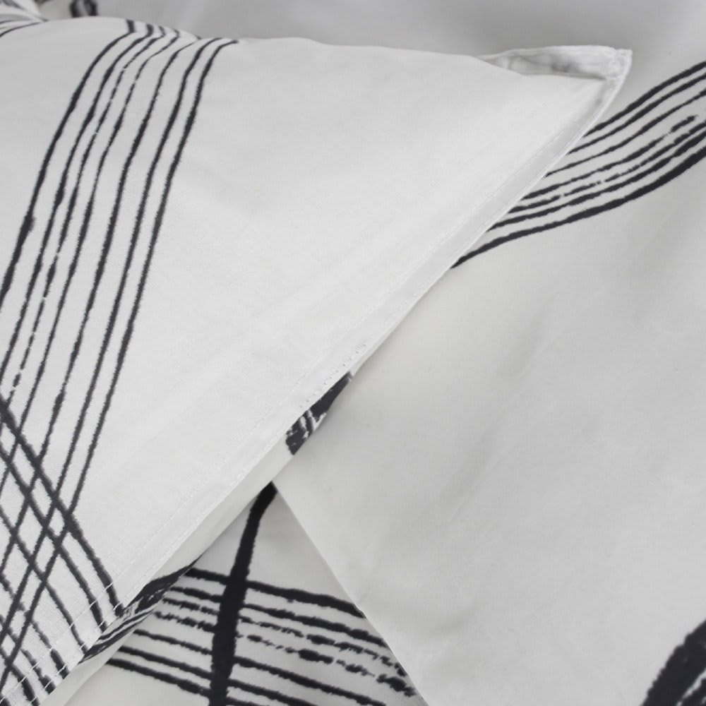 Parure de lit 2 personnes imprimé géométrique coton  220x240 cm blanc - Maisons du Monde