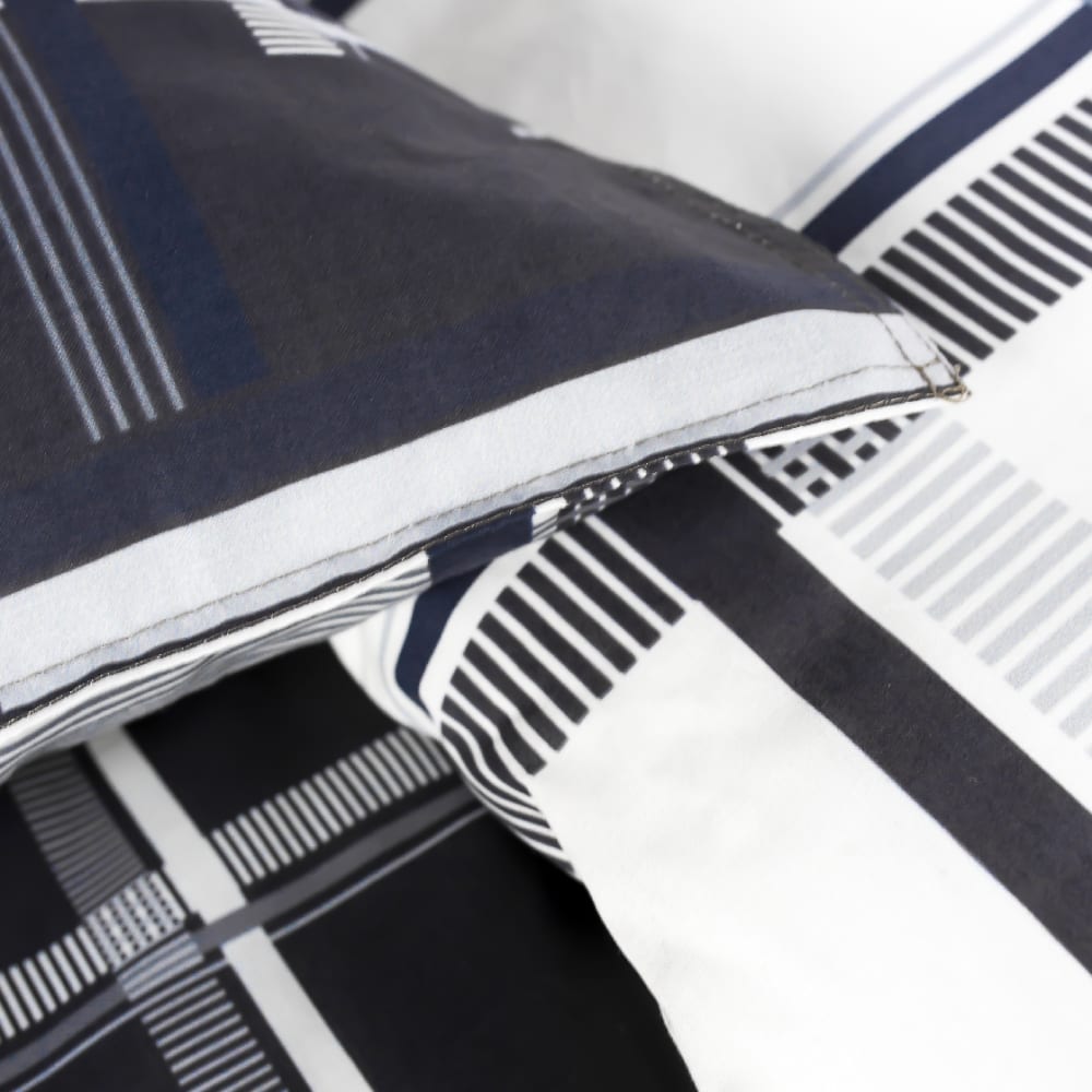 Parure de lit 2 personnes imprimé géométrique coton 240x260 cm noir - Maisons du Monde
