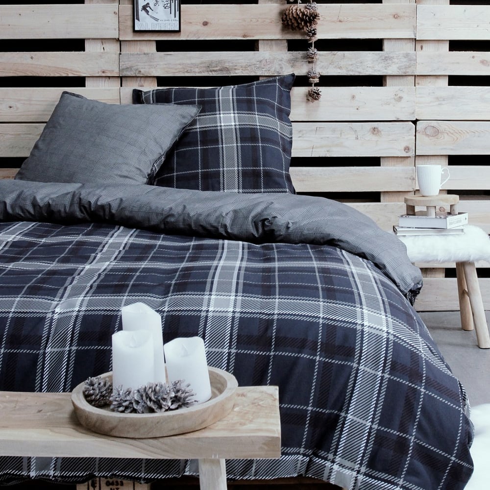 Parure de lit 2 personnes imprimé coton  240x260 cm Bleu