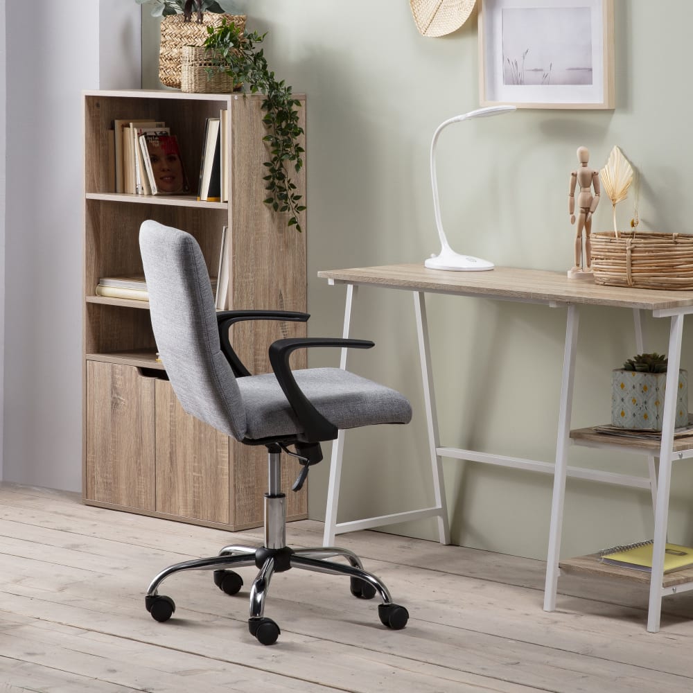 Fauteuil de bureau relevable/reclinable matelassé tissu gris clair - Maisons du Monde