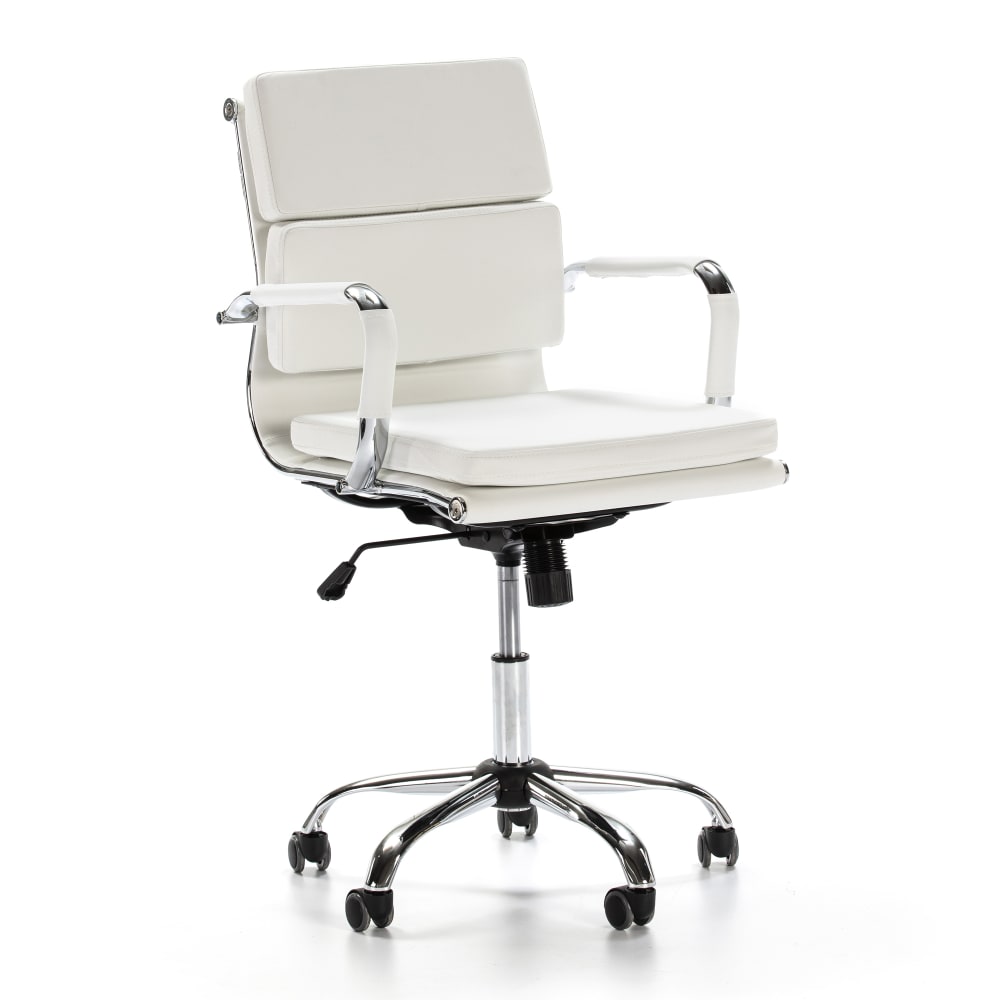 Fauteuil de bureau inclinable blanc, cuir synthétique