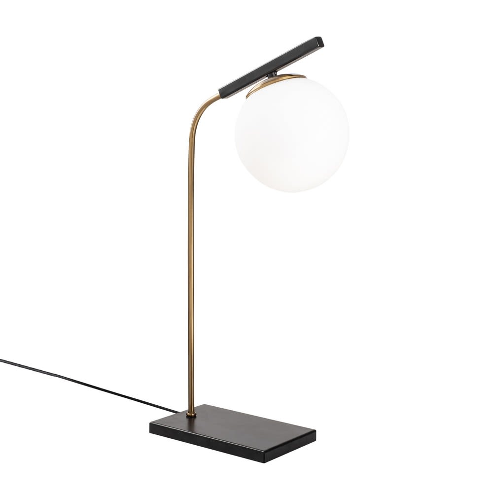 Wonderlamp Tischleuchte aus schwarzem und goldenem Metall mit Glaskugel style modern - Metall
