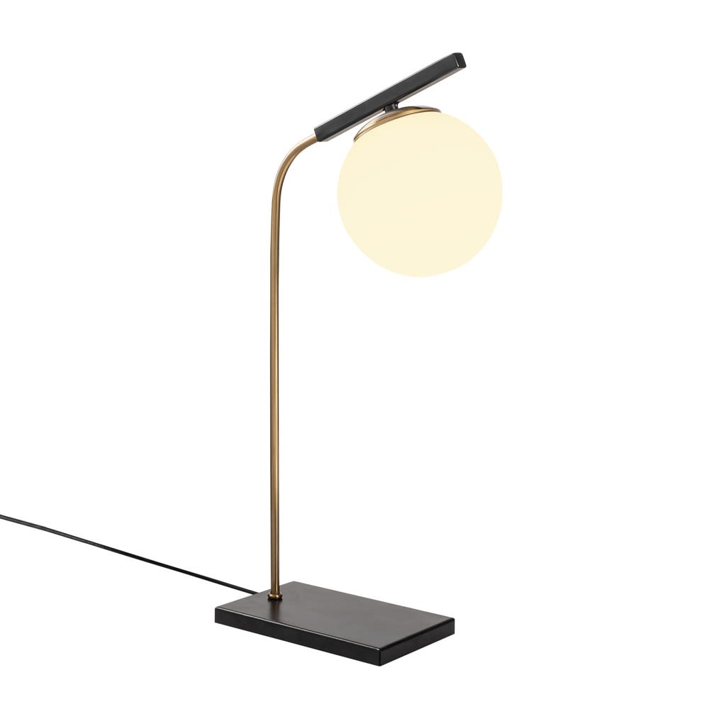 Lampe de table noire et dorée avec abat-jour en verre — vue 4