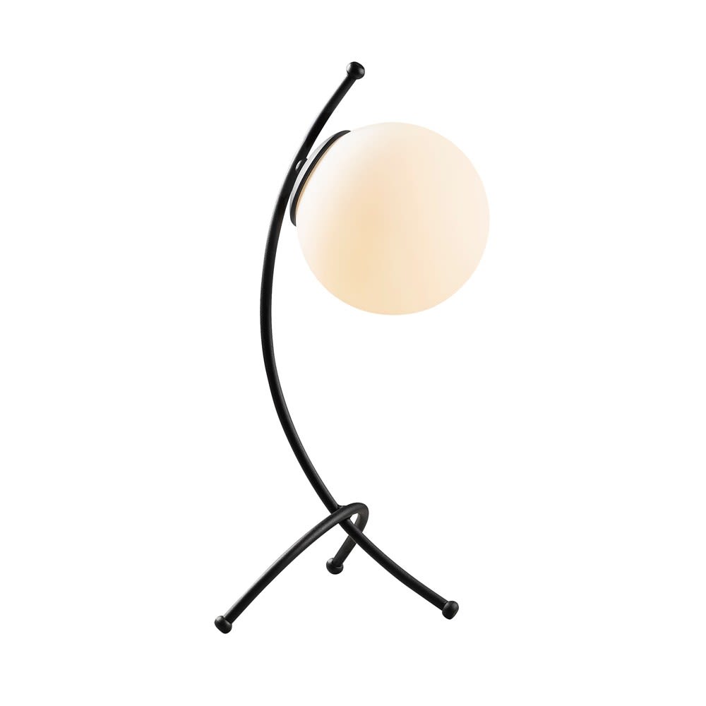 Lampe de table cuviligne noire et abat-jour en verre élégant — vue 4