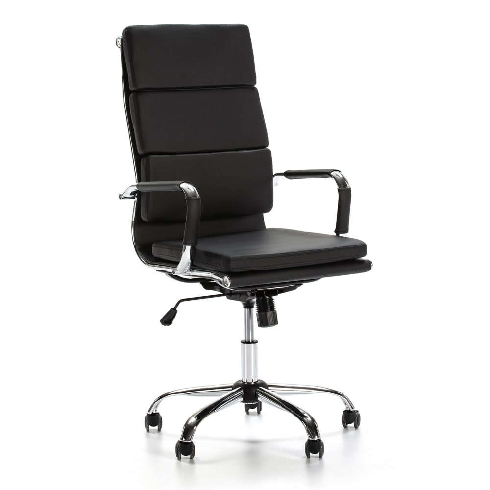 Fauteuil de bureau inclinable noir, cuir synthétique