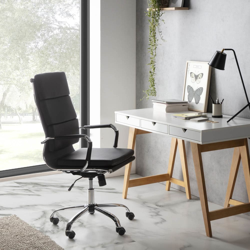 Fauteuil de bureau inclinable noir, cuir synthétique - Maisons du Monde