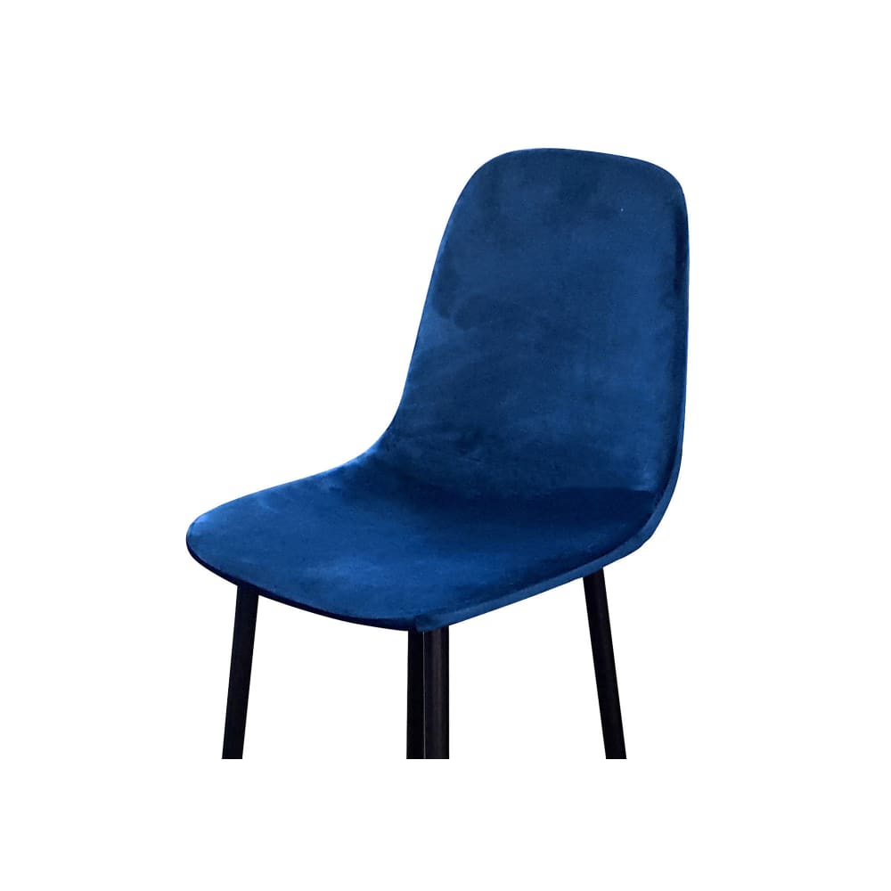 Tabouret de bar métal noir et assise velours bleu 42x47x108cm - Maisons du Monde