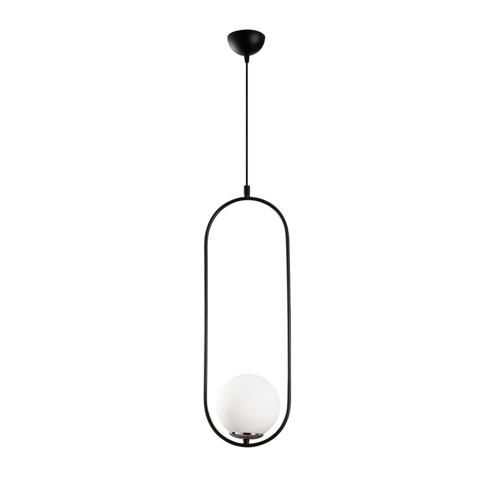 Wonderlamp Zylindrische ringförmige Hängeleuchte mit Glasschirm style modern Schwarz Metall