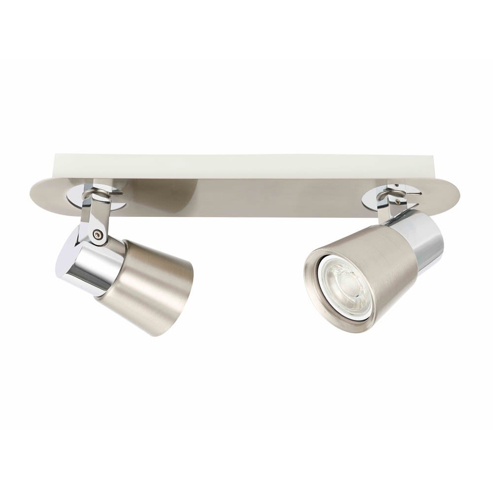 Rampe de plafond avec 2 lumières orientables nickel aluminium
